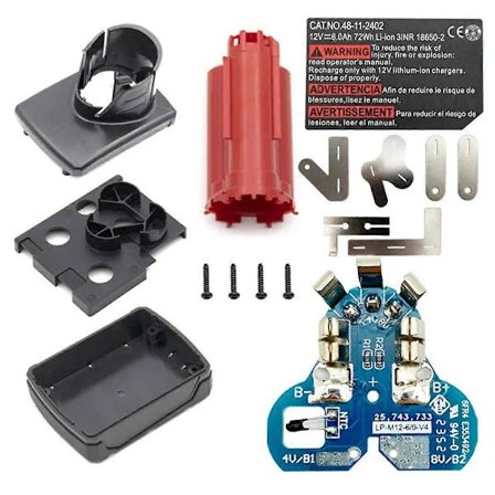 M12 Batteri Plastskal PCB Kretskort Etikett för 12V 10.8V 48-11-2411 Li-Ion Batterilåda Hölje