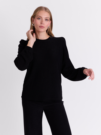 MATCH - Emiko glittertopp - Donna - Str. XS - Dame - Topper & T-skjorter - Svart - 65% Polyester - resirkulert, 30% Metall, 5% Elastan