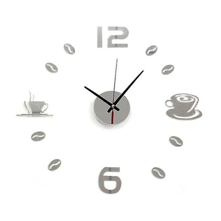 DIY Väggklocka, 3D Akryl DIY Spegel Väggklocka, För Vardagsrum Sovrum Heminredning Silver