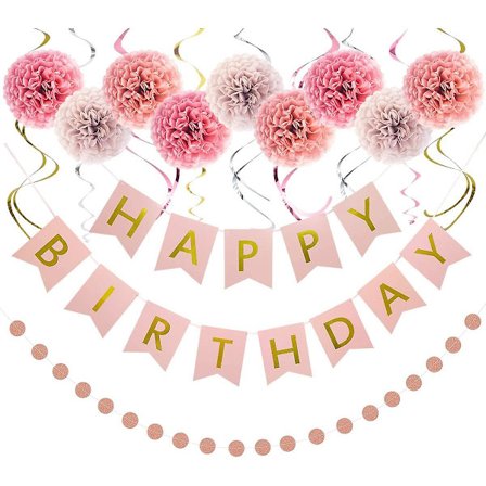 Fødselsdagspynt, Tri-farvet Glad Fødselsdag Pynt Til Kvinder