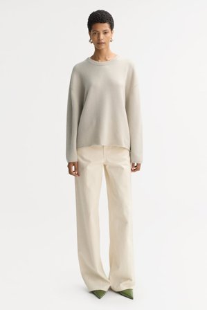 Soft Goat - Relaxed fit crewneck - Women cashmere sweater - L - Chalk