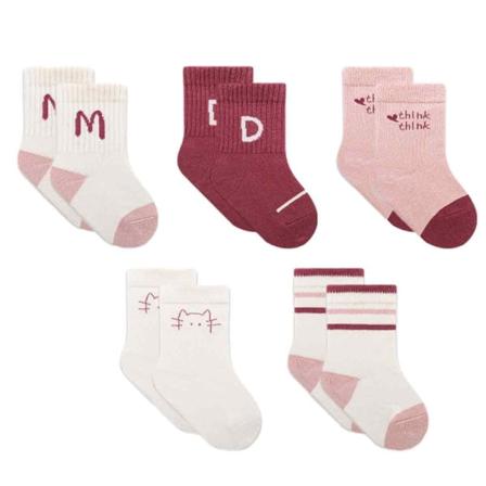 1 sett med barnesokker rosa tegneserie trykk katt sokker S KLB