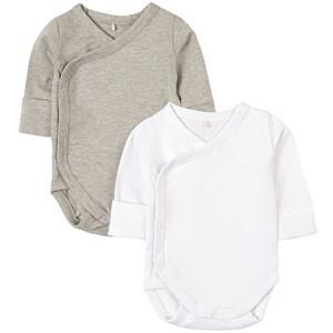 A Happy Brand 2-Pack Grey Melange Baby Body 74/80 cm - All in ones - 74/80 cm - Grey - Junge