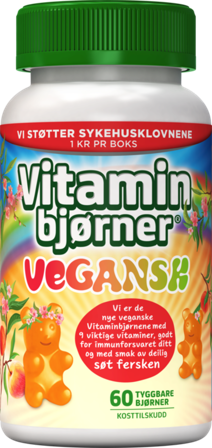 Vitaminbjørner vegansk tyggbare bjørner fersken 60 stk