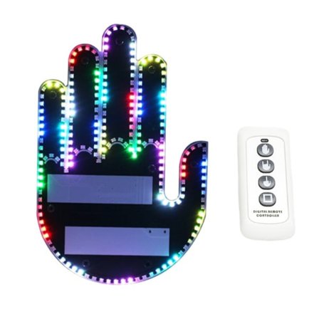 Fjernbetjent Bil Fingerlys, 3 Bevægelsesstyrede Bagrude LED Skiltlys, Bil LED Skilt Håndbevægelseslys Farverigt