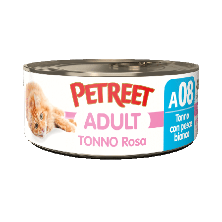 Petreet Adult Tonno Rosa Con Pesce Bianco Per Gatti Lattina 70g