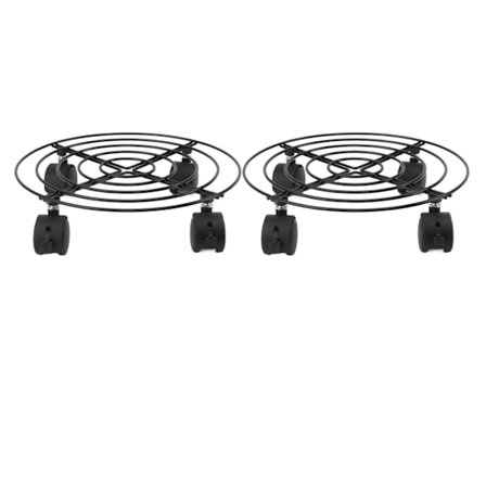 2 stk. udendørs plantevogn med låsbare hjul i jern og PVC, høj belastningsevne, rullende planteholder til store planter