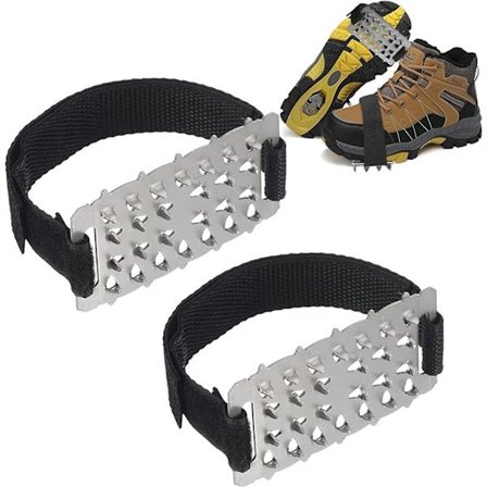 Sklisikre snøsåler 1 par stegjern med 26 tenner med borrelåsfeste Snøsko Skopigger Sklisikre pigger Stegjern Stegjern for fjellstøvler
