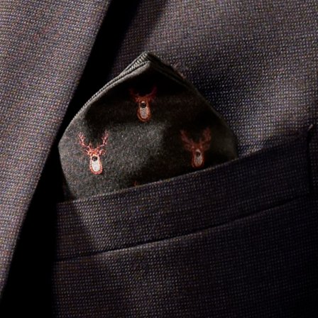 Zwarte Kerstpochet met Rendiermotief voor mannen - Kerststropdassen