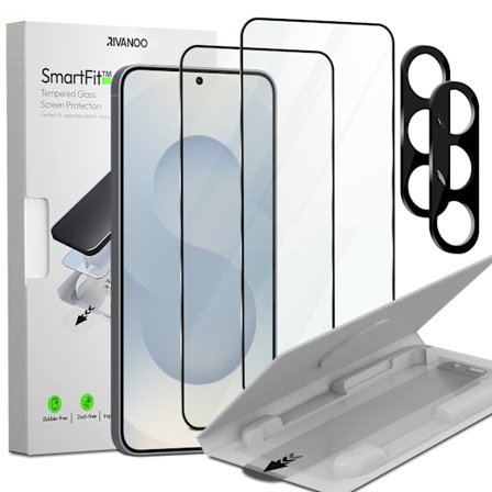 2-PACK Samsung S25 Näytönsuoja & 2-PACK linssinsuoja - Karkaistu Lasi | [SmartFit Uudelleenkäytettävä järjestelmä] - Kuplaton