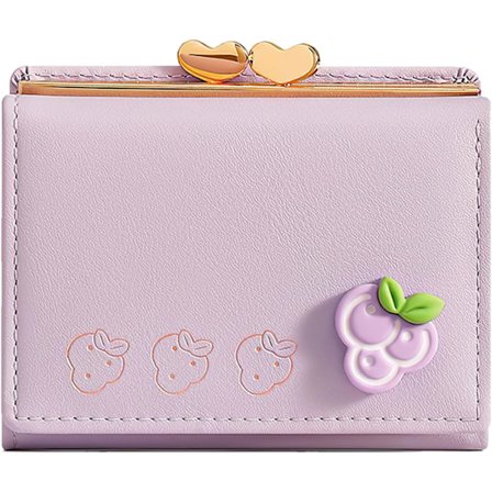 Rosa Tri-Fold Läder Dam Liten Plånbok med Myntficka & Korthållare