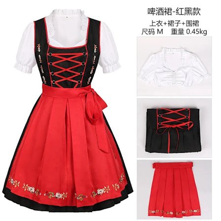 Mub- Women's Oktoberfest Beer Girl German Dress Square Neck Apron Cosplay Costume Party Dresses for Women Festival Performance