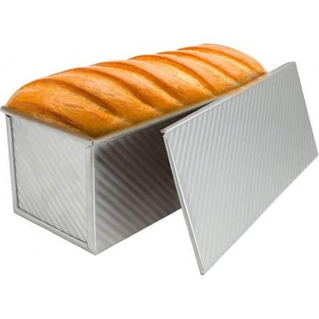 Stor Pullman brødform med lokk, 1000g / 2,2lb deig Non Stick Lo