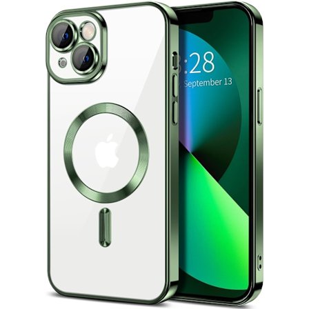 iPhone 14 Skal – Metallic Skal med Magnetisk Kompatibilitet, Slim Design - Grön