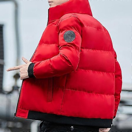 Herrejakke Vinterjakke Varm Vattert Dunjakke Vindtett Ståkrage Puffer Boble