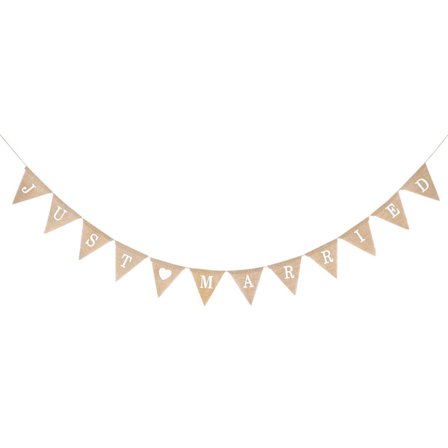 Juuttilippu "Just Married" -aiheella ystävänpäivään, häihin, juhliin, riippuva banneri, DIY-valokuvarekvisiitta