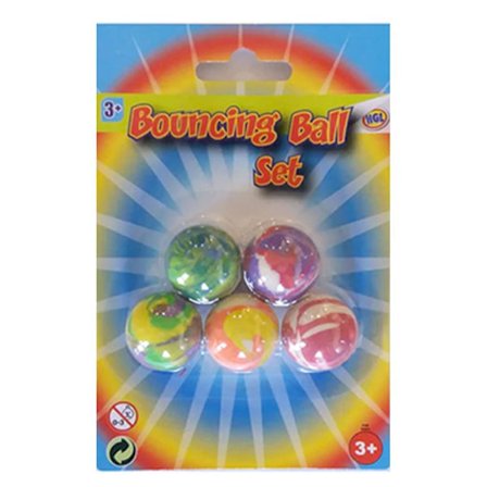 5-pakning - Sprettballer / Gummiballer - 2 cm multifarge