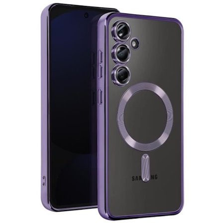 MagSafe-kuori - Samsung - Galaxy S24 FE - Joustava silikoni-geeli - Kromireunus - Violetti