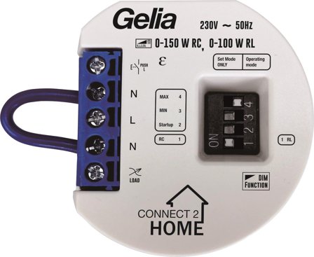 Gelia Connect 2 Home Rasiahimmennin 3-johdinta, 0-150 W LED, Kytkimet & pistorasiat