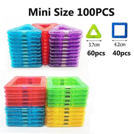 Mini/stor storlek Magnetiska byggstenar Magnetiska Designer Triangel Fyrkantiga tegelstenar Modellering Byggleksaker för barn Presenter