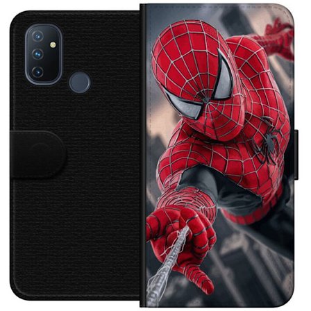 Kompatibelt Plånboksfodral till OnePlus OnePlus Nord N100 Dynamisk Spider-Man-illustration i actionperspektiv, superhjältetema med rörelseekonomi o