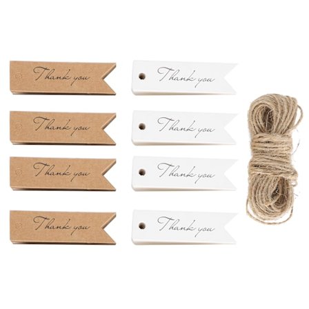 400 stk. takkekort med snor Kraft papir kort gavemærker hvid brun håndværk