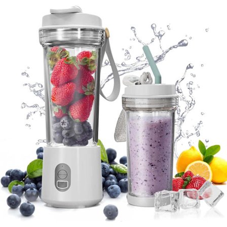 Kannettava Blender Smoothien ja Shakejen Tekoon 17Oz, Henkilökohtainen Blender 4000mAh USB-Lataus, 500ml Kannettava Mehukone Keittiöön/Matkalle/