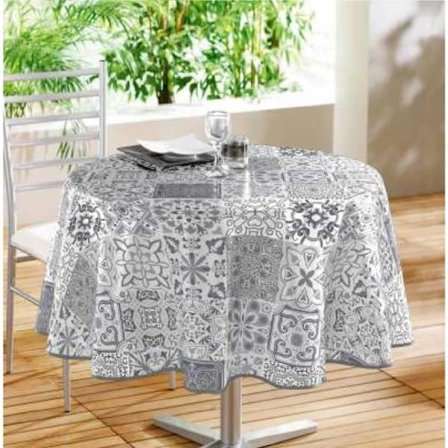 Rund duk - Persisk - 160 cm - Grå - Syntetisk - Tvättbar