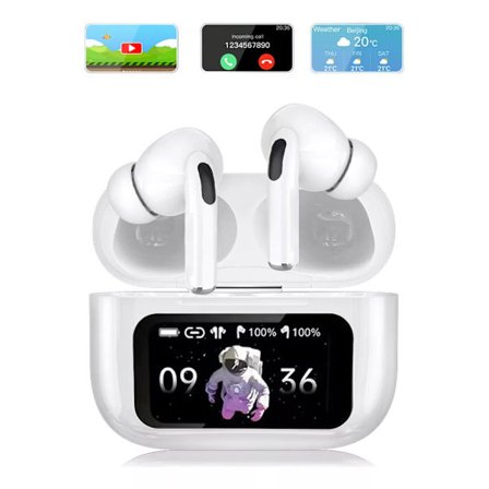 Berøringsskjerm-ørepropper med smart skjerm, Bluetooth 5.4 trådløse hodetelefoner, Hi-Fi lyd ANC/ENC støyreduserende ørepropper med LED-skjerm