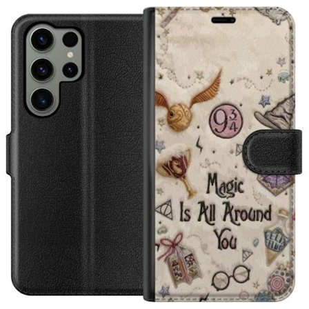 Kompatibel Tegnebogsetui til Samsung Samsung Galaxy S23 Ultra Broderet magisk illustration med symboler, citater og eventyrinspireret fantasi der skab