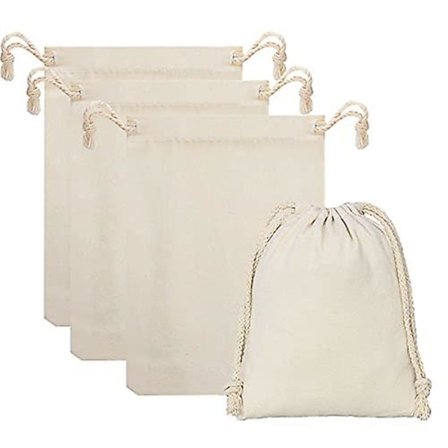 20-pack bomulls muslinpåsar, andningsbara påsar med dragsko, återanvändbara nätpåsar, förpackningspåsar