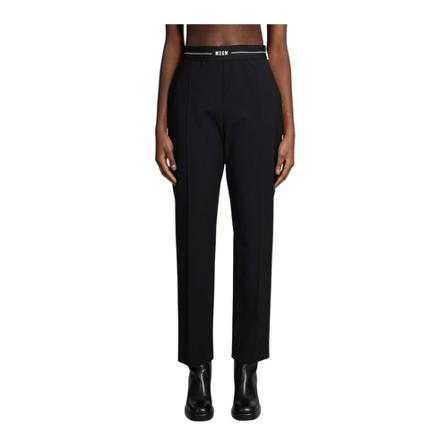 Msgm, Straight Trousers Zwart, Dames, Maat:M