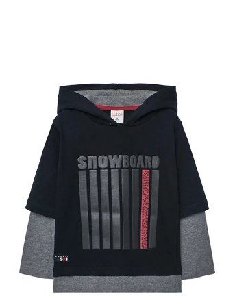 Knit Hooded T-Shirt Black Boboli