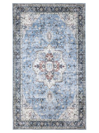 Georgia Oriental Lavable 300X500 Grand Bleu/Multicolore Tapis Coton