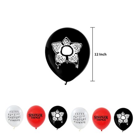 Stranger Things -juhlakoristeet, amerikkalainen TV-sarja Stranger Things, värikkäät valot, lippuviiri, kakunkoristeet, ilmapallosetti