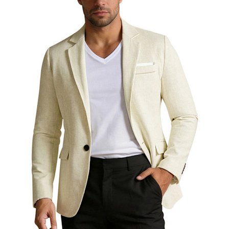 Slim Fit Business Casual Blazers for menn, én knapp, lett dressjakke