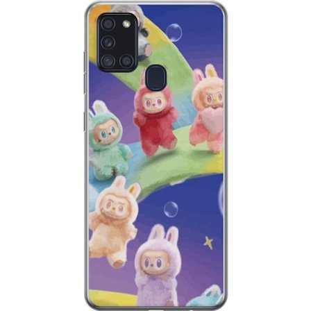 Yhteensopiva Puhelinkuori Samsung Galaxy A21s La.bubu sateenkaari juliste la.bubu hahmo pupu asu lelut söpö pastelli värikäs anime tyyli suunnittelu t