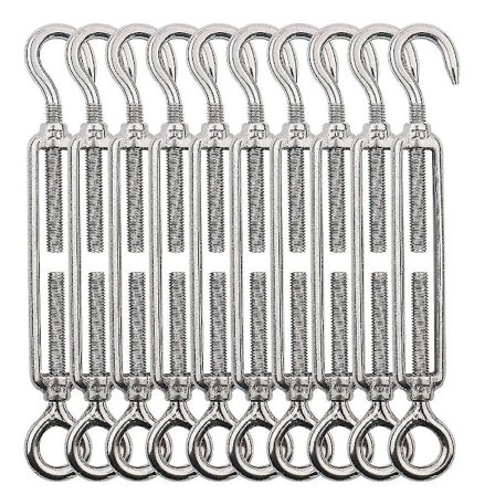 M4 Ruostumattomasta Teräksestä Valmistettu Kiristin, 10 Kpl 304 Ruostumattomasta Teräksestä Valmistettu Koukku Ja Silmä Kiristin