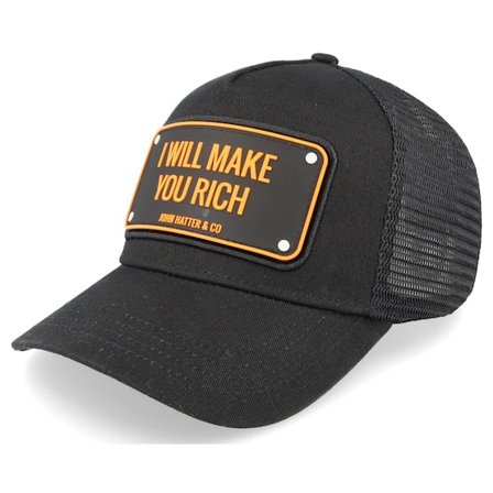 John Hatter & Co - Svart trucker Caps - I Will Make You Rich Black Trucker @ Hatstore