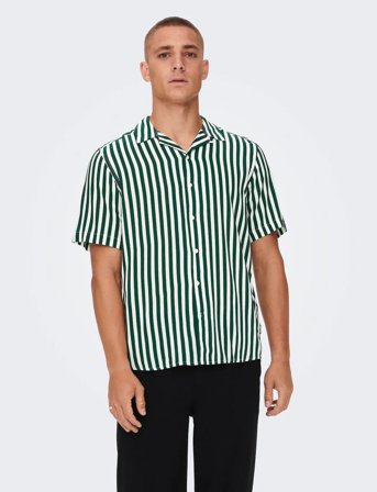 ONLY & SONS Onswayne Life Ss Viscose Shirt Noos - Green - S