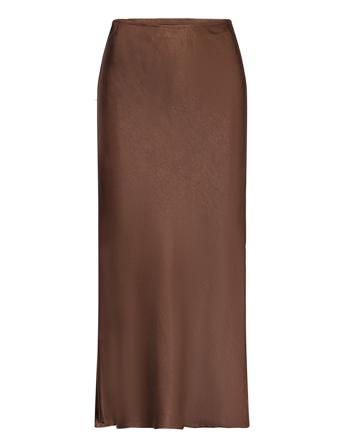 Cc Heart Skyler Mid Length Skirt Skirts Satin Skirts Brun Coster Copenhagen*Betinget Tilbud
