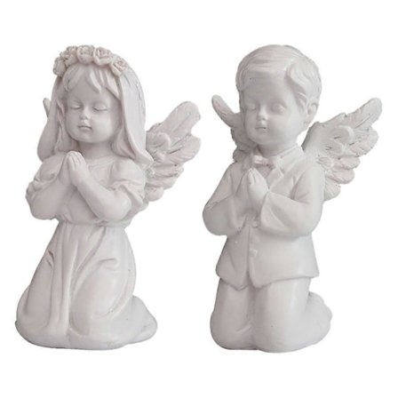 2 stk. Engel Figurer i Resin Engelpynt Dekorative Engeldekorasjoner Engelstatuer