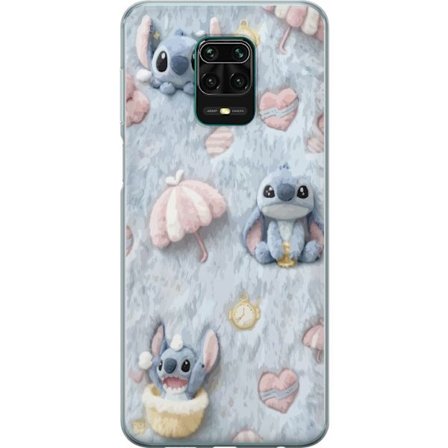 Kompatibel Mobilcover til Xiaomi Redmi Note 9 Pro Stitch mønster med hjerter, paraplyer og pastelfarvet blød baggrund