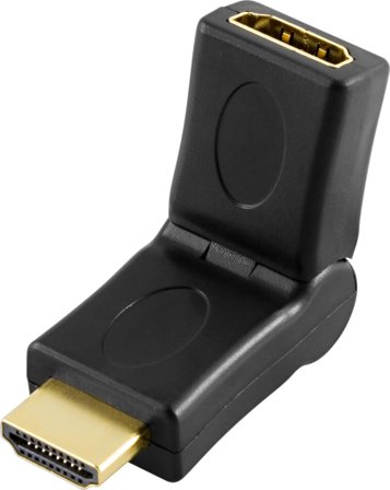 Deltaco HDMI-adapter, 19-pin hann til hun, vinklet