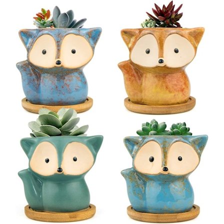 Sukkulente potter, 9,8 cm rev-plantepotte, små potter for søte små planter med tilbehør, perfekt