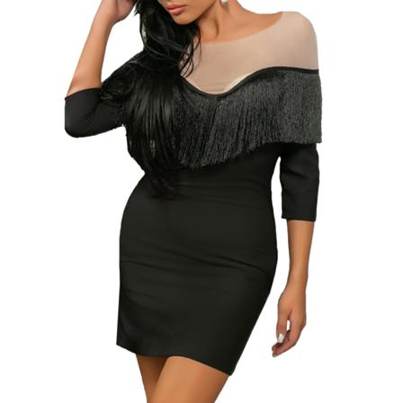 Bandageklänning Dam Bodycon Mini Elegant Sexig Mesh Patchwork Ta