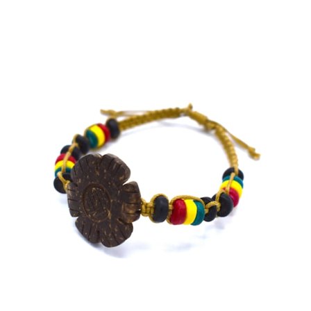 Rasta armband med pärlor och blomma