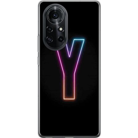 Yhteensopiva Puhelinkuori Huawei Huawei nova 8 Pro Minimalistinen neonkirjain Y värinvaihtuvassa valossa mustaa taustaa vasten