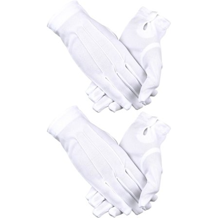 2 Par Hvide Bomuld Nylon Handsker med Snap Lukning til Politibetjent Tuxedo Æresvagt Parade Kostume Parade Handsker