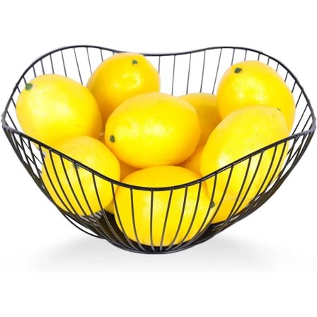 Frugtskål guld moderne - frugtskål guld metal - kurv til gaver, frugt, grøntsager og brød, (sort)